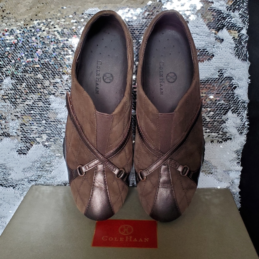 Cole Haan Dark Chocolate Suede Cross Strap